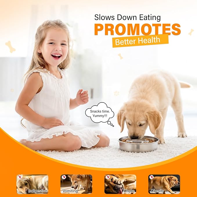 Slow Feeder Dog Bowl, Large Capacity 3-Cup 304 Stainless Steel Dog Food Bowl with Non-Slip Silicone Mat, Eco-Friendly, Slows Down Eating for Small, Medium & Large Dogs - Image 6