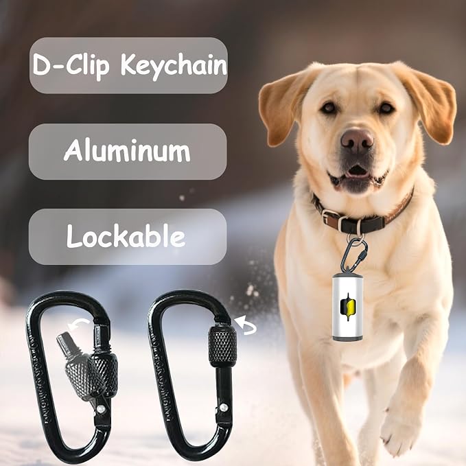 Metal Dog Poop Bag Holder 2-Pack w/Leash Clip|Durable Scratch-Resistant Aluminum|30 Bags+6 Accessories（Silver） - Image 3