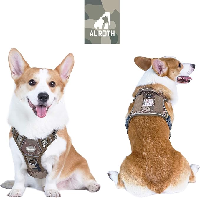 AUROTH Tactical Dog Harness for Small Medium Dogs No Pull Adjustable Pet Harness Reflective K9 Working Training Easy Control Pet Vest Military Service Dog Harnesses Desert Camo M - Image 2