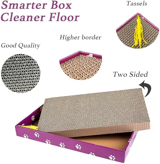 PEEKAB Cat Scratcher Cardboard Wide Scratching Board Reversible Corrugate Cat Scratch Pad with Box Catnip Included Large 3PCS - Image 2