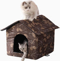 Outdoor Cat House Cat House for Outdoor and Indoor Use - Waterproof Shelter for Cats, Dogs, and Feral Animals (Brown, Large) by H+HONG+RI+SHENG