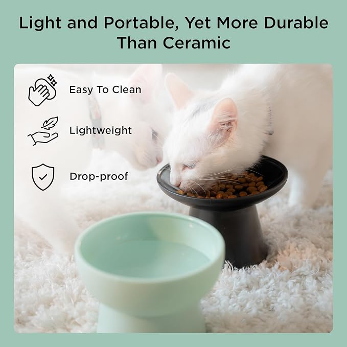 Necoichi BPA-Free Plastic Elevated Cat Water Bowls, 2-Pack (Ocean Mist) - Image 8