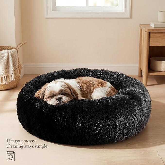 nononfish Comfortable Dog Bed for Small Dogs,Soft Donut Pet Bed | Comfortable plush pet bed with cozy round design for everyday indoor sleeping. - Image 7