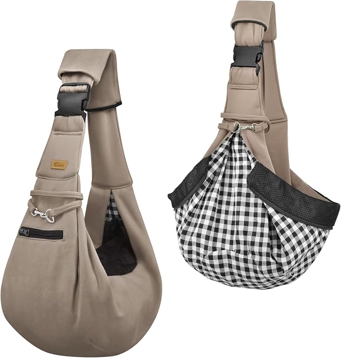 CUBY Dog and Cat Sling Carrier - Hands Free Reversible Pet Papoose Bag - Soft Pouch and Tote Design - Suitable for Puppy, Small Dogs Cats Outdoor - Image 7