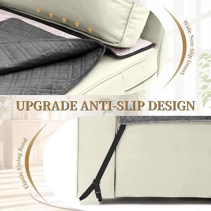 Velvet 100% Waterproof Loveseat Covers Washable Love Seat Couch Covers for 2 Cushion Couch Sofa Pet Friendly Sofa Slipcovers for Dogs Furniture Protector with Pockets (Medium, Dark Grey) - Image 3