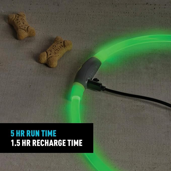 Nite Ize NiteHowl Rechargeable LED Safety Necklace - Dog Light for Dog-Walking Gear - Weather-Resistant Design - 5 Hours Runtime - Cut to Fit from 12” to 27” - Green - Image 4