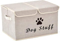 Large Dog Toys Storage Box Canvas Storage Basket Bin Organizer with Lid - Collapsible Linen Bin Ideal for Organizing Dog Cat Toys and pet Stuff-PP Boad-17" x 12" x 10" - Beige by Brabtod