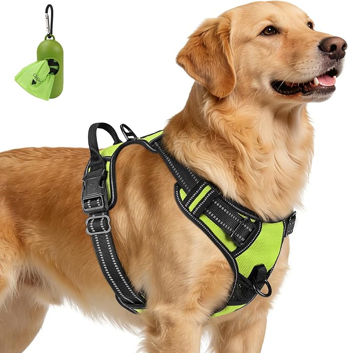 Joytale No Pull Dog Harness for Extra Large Dogs, Front Clip, Green | Grab Handle for Instant Control, Padded & Adjustable Vest, Sturdy Metal D-Rings, for Safe Training & Daily Walking by Joytale