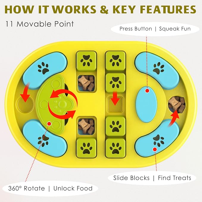 Dog Puzzle Toy, Interactive Treat Dispensing Toys, Yellow | Dog Enrichment Toys, IQ Training & Mental Stimulation, Non-Slip Slow Feeder, For Puppies Small Medium Large Dogs Cats - Image 5