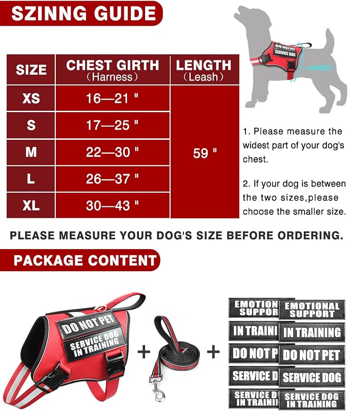 Service Dog Vest Harness and Leash Set+10 Patches Red XS | Adjustable Reflective Do Not Pet Emotional Support Dog Vest with 2 Soft Padded Handle,MOLLE,for Everyday Training Hiking - Image 6