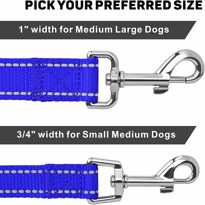 6FT Reflective Dog Leash, Padded Handle for Small Medium Dogs | Comfortable Nylon, Soft Handle Cushioning, Reflective Safety at Night, Walking Leash for Park & Hiking (3/4in, Royal Blue) - Image 4
