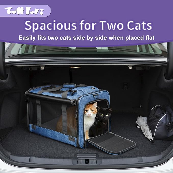 Pet Carrier for Medium-Small Cats, Collapsible Cat Carrier and Soft-Sided Pet Carrier for Medium Big Cats and Puppy Up to 17lbs, 2-Way Entry with Privacy Cover, Travel Bag L18.12”X11.81”X11.81” - Image 3