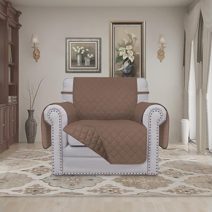 Easy-Going Reversible Couch Cover, Small Chair, Brown/Brown | Machine Washable Slipcover For Dogs, Water Resistant Furniture Mat For Living Room, Non-Slip Sofa Cover, Pet Friendly - Image 2