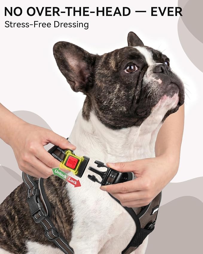 Joytale No Pull Dog Harness & Seat Belt, Easy On 3-Buckle, XL, Brown | Front Clip Reduces Pulling, Escape-Resistant Design, Adjustable Fit, Soft Padding for Comfort, Secure Tether for Safer Travel - Image 2