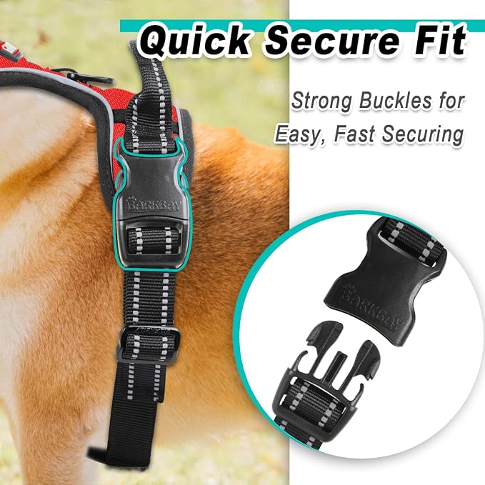BARKBAY Dog Harness for Large Dog No Pull 2 Leash Clips Dog Vest | Control Handle,Comfort,Heavy Duty,Adjustable Reflective,Perfect for Outdoor Training, Walking,Hiking(XL,Red) - Image 7