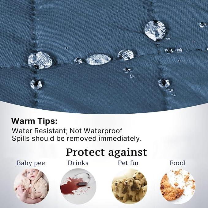 H.VERSAILTEX Water Repellent Sofa Cover Couch Cover Sofa Slipcover for Dogs Couch Protector Reversible Sofa Slipcover for 3 Cushion Couch Furniture Protector for Pets(Sofa, Dark Blue/Beige) - Image 5