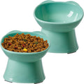 KSIA Klear Elevated Cat Bowls 2 Pack, Tilted Raised Cat Bowl for Food and Water, 4.72" Wide, Whisker Friendly Anti Vomit for Indoor Cats, Microwave and Dishwasher Safe, Green by Unknown