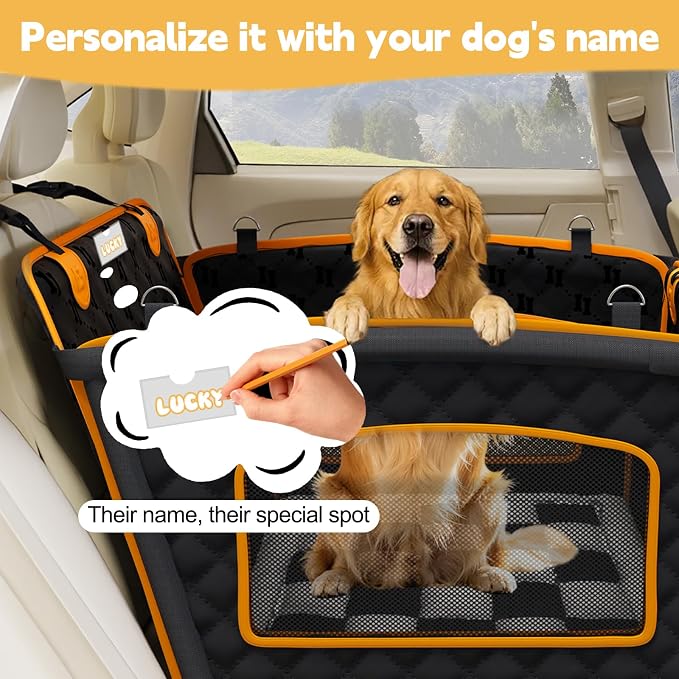 2-in-1 Dog Car Seat for Large Dogs Set with Black&White Dog Mat for Car | Sturdy Fiberglass Support,Scratch-resistant and Waterproof,Hard Bottom Extender 40%,Signature Card,Breathable Mesh Window - Image 5