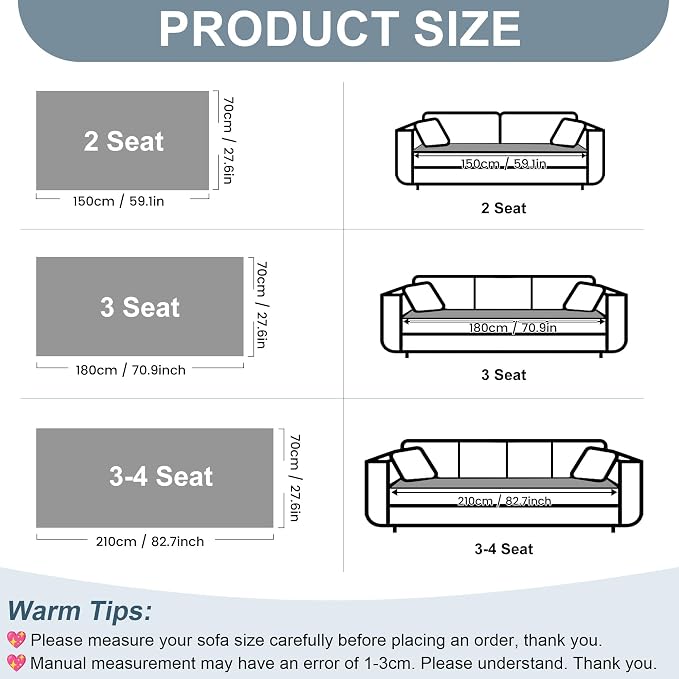 OTOB Sofa Covers for 3 Cushion Couch Washable, All Seasons Fuzzy Non Slip Kids & Pet Friendly Dog Bed Mats Couch Cover, Soft Plush Sofa Slipcovers Furniture Protector (Light Gray, 27.6" x 70.9'') - Image 8