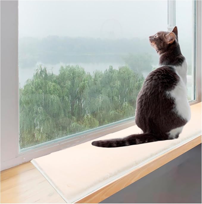 Soft Cat Window Sill Pet Pad Perch,Fluffy Windowsill Pet Mat Pillow Seat Bed, Cat Cushion for Window Sill Mat (Beige, 16"x24") by INNOYUMLIN