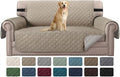 H.VERSAILTEX Reversible Couch Cover for 2 Cushion Couch Water Resistant Loveseat Couch Cover Washable Furniture Cover with Non-Slip Elastic Strap for Dogs, Pets, Kids(Oversized Loveseat, Khaki/Beige) by HVERSAILTEX