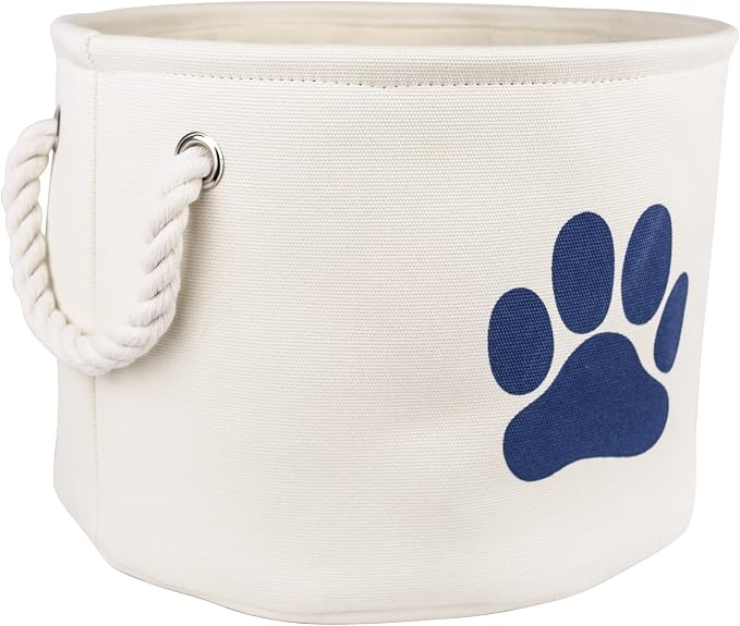 Bone Dry Pet Storage Collection Collapsible Bin, Small Round, Off-White - Image 2
