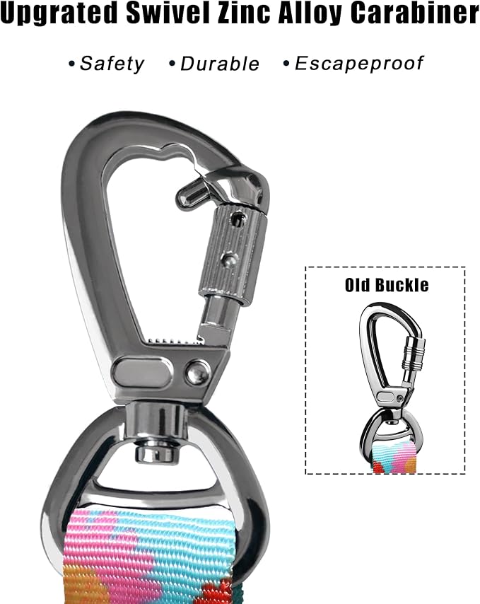 Hotsky Tactical Bungee Shock Absorbing No Pull Dog Leash,Leaves,4-6FT | Heavy Duty for Medium Large Dogs That Pull up to 660 lb,with Padded Double Handle ＆ Car Seatbelt,360°Rotating Locking Clasp - Image 5