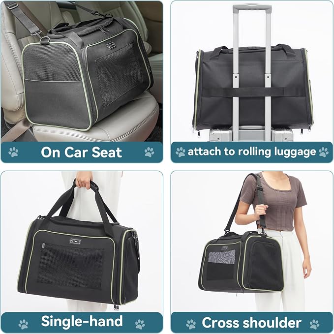 PETSFIT Large Cat Carrier, Dog Carrier up to 25Lbs, Pet Privacy Protection Travel Pet Carrier for Medium and Large Cats, Small Dogs, Puppies (Large, Black) - Image 2