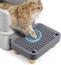 Litter Box Step, Cat Litter Ramp with Wooden Base, Dark Grey | Double Layer Litter Box Ramp for Kitten & Elderly Cats, Litter Catcher for Automatic Cat Litter Box, Easy to Clean by Bartuke