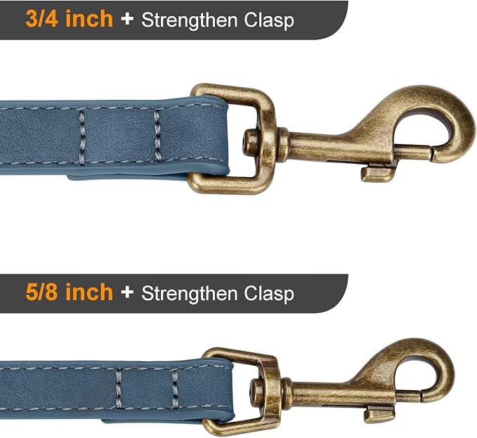 Didog PU Leather Dog Leash for Medium Large Dogs, 3/4in x 5ft, Blue | Soft Grip Full Control, Easy Clean, Metal D-ring for Poop Bag Holder, Tangle-Free 360° Swivel Clasp, for Walking & Training - Image 5
