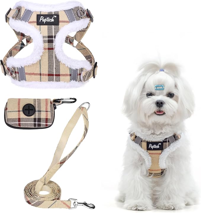 PUPTECK Dog Harness and Leash Set Small Sized, Step in No Pull Adjustable Puppy Cat Harness Reflective Pet Vest by PUPTECK
