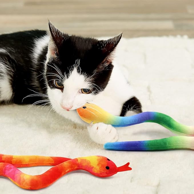 CiyvoLyeen Plush Snake Catnip Toys for Indoor Cats 5 Pack | Interactive Snake Cat Chew Kicker Toys, Boredom Relief, Soft Durable Plush with Catnip, Funny Gift for Cat Lovers & Kitten - Image 4