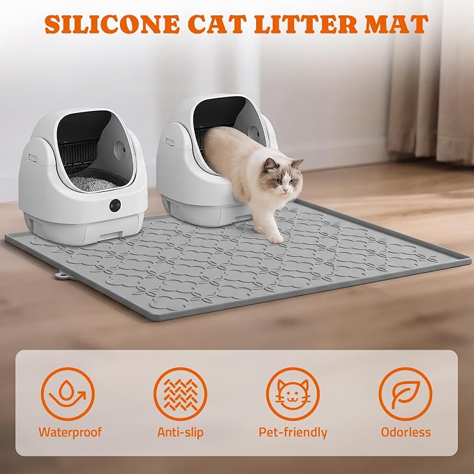 Pawtners Cat Litter Mat Extra Large 42" X 30", Easy to Clean, 2 Pack | Non-Slip Kitty Litter Mat for Floor, Waterproof & Urine-Proof Cat Litter Mat Litter Trapping Mat, Soft on Kitty Paws - Image 3