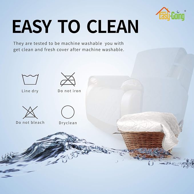 Easy-Going Reversible Couch Cover, Oversized Recliner, White/White | Machine Washable Slipcover For Dogs, Water Resistant Furniture Mat For Living Room, Non-Slip Sofa Cover, Pet Friendly - Image 6