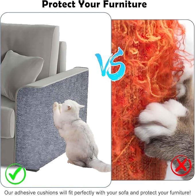Cat Scratch Couch Furniture Protector, Dark Grey, 11.8"X39.4" | Adhesive, DIY Climbing, Deterrent for Furniture, Protects from Cat Claws Scratching Indoor - Image 3