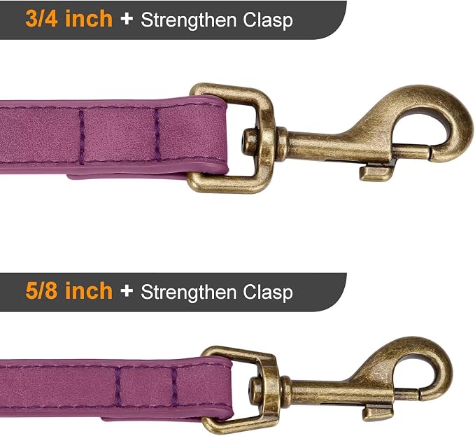 Didog PU Leather Dog Leash for Small Dogs, 5/8in x 5ft, Purple | Soft Grip Full Control, Easy Clean, Metal D-ring for Poop Bag Holder, Tangle-Free 360° Swivel Clasp, for Walking & Training - Image 5