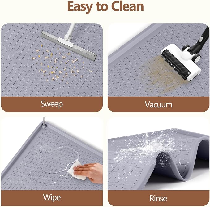 Silicone Cat Litter Box Mat 38'' x 25'' Cat Mat with Toy, Grey | Extra Large Litter Mat with lip, Non-Slip Waterproof Cat Litter Mat Litter Trapping Mat for Floor, Easy to Clean - Image 8
