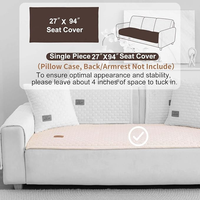 Washable Velvet Dog Couch Cover, Plush Pet Sofa Furniture Protector for 2-3 Cushion Couch, Non-Slip Washable Cover for Dogs(1PC/27.6"x94.5",White) - Image 2