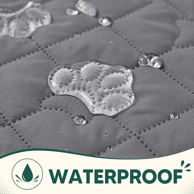 PAWFINITY Waterproof Loveseat Covers for Dogs, Pet Blanket for Couch | Paw Print Quilted, Hair Resistant, Anti Cat Scratch, Washable Protector for 2 Seat Sofa & Chair Cushion, 30x53 Inch, Grey - Image 2