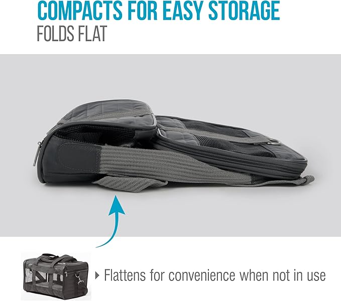 Sherpa Pet Carrier Airline Approved with Spring Wire Frame - Cat Carrier and Dog Carriers for Airline Travel and Vet Visits, Mesh Ventilation, Locking Zippers - Charcoal Grey, Large - Image 8