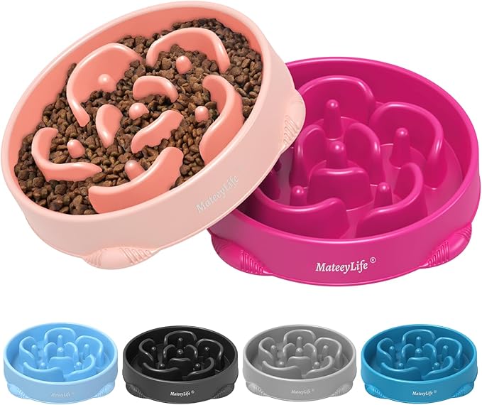 MateeyLife 2-Pack Slow Feeder Dog Bowls, 4 Cups, Dog Puzzle Feeder Bowl | Food-contact safe, dishwasher safe, non-slip base, maze design, for fast eaters, for dogs and cats, daily mealtimes by MateeyLife
