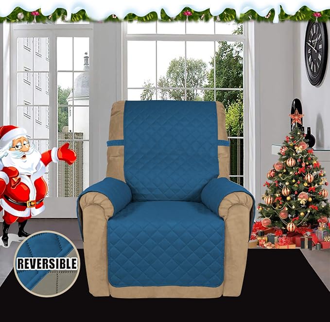 Easy-Going Reversible Couch Cover, Recliner 19 in, Peacockblue/Beige | Machine Washable Slipcover For Dogs, Water Resistant Furniture Mat For Living Room, Non-Slip Sofa Cover, Pet Friendly - Image 2