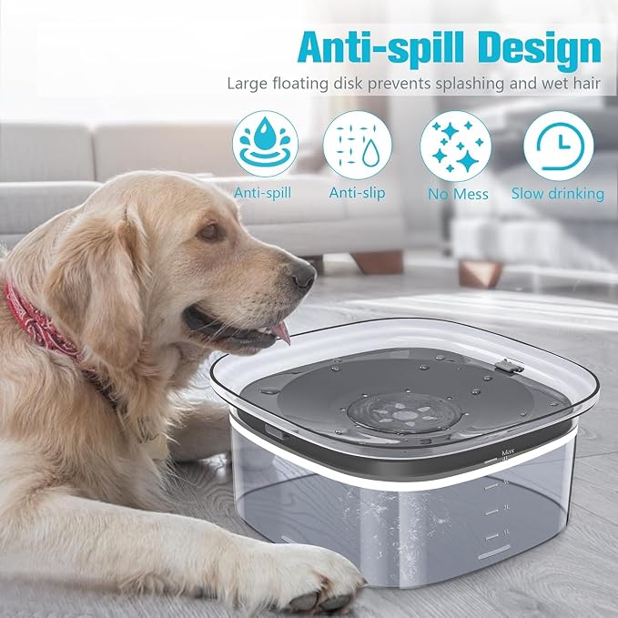 UPSKY 4L Dog Water Bowl No Spill Large Capacity Slow Drinking Water Feeder | Splash Proof, Prevent Pet Prevents Choking, Anti-Slip, Visible Water Level, Suitable for Vehicle Carried Travel and Car Trips - Image 5