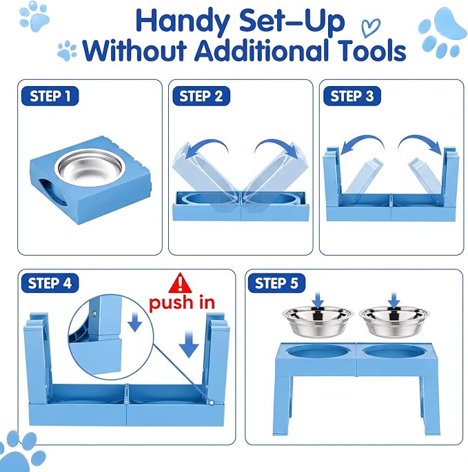 XIAZ Elevated Dog Bowls Large Breed Raised Dogs Bowl Stand Large/Medium Sized Dog Stainless Steel Food Water Bowl Stands 5 Heights Adjustable 9/11/12/15in Pet Feeder Dish Station - Image 8