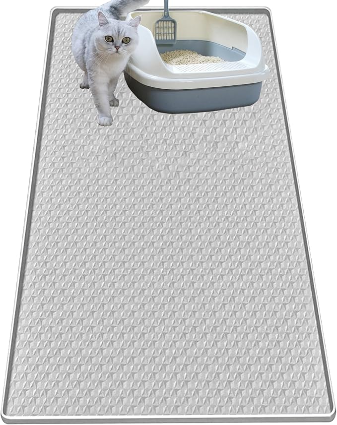 Cat Litter Mat for Litter Box, Silicone Large Cat Litter Trapping Mat - 51.2x25.6 in, Waterproof & Non-Slip, Durable & Easy Clean, Light Gray by Jacooxi