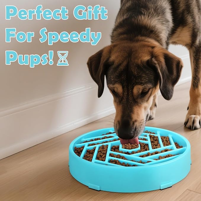 TOBYTO Slow Feeder Dog Bowls Large Medium Breed,Anti-Choking Slow Eating Dog Food Bowl,Non Slip Pet Slower Food Feeding Bowls Large Puzzle Slow Feeder Bloat Stop Maze Dog Dishes,Blue - Image 9