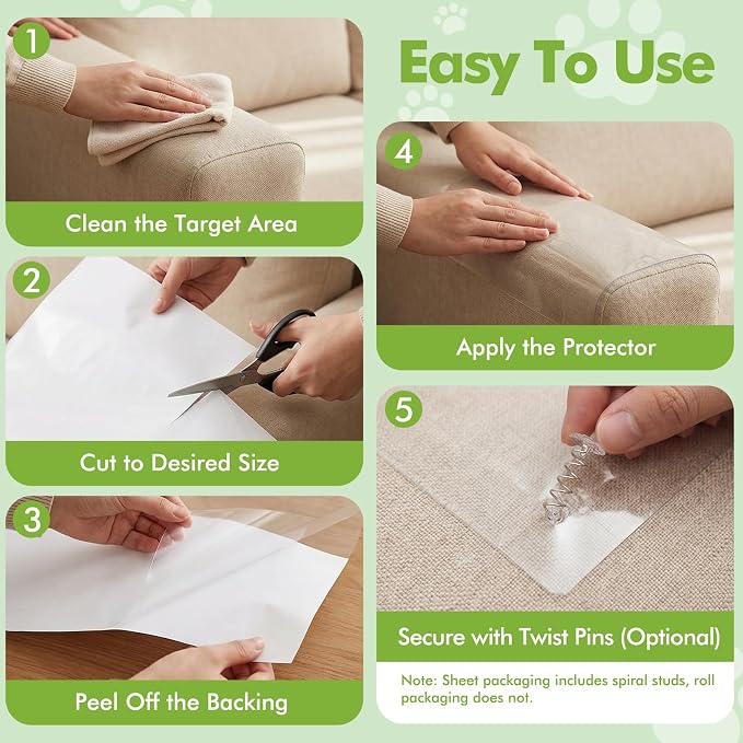 Anti-Cat Scratch Furniture Protector, Single-Sided Sticky Couch Protector for Cats,Flexible Cat Scratch Furniture Protector,Cat Scratch Furniture Protector,Cat Accessories for Doors(196.85" x 15.75") - Image 4