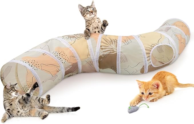 Glittme Cat Tunnel, Cat Tunnels for Indoor Cats, S-Shape Cats Cave with Cat Toys, Foldable Cat Tubes and Tunnels for Cats, Rabbit, Puppy, Guinea Pig | Interactive Bunny Tunnel And Cat Tubes With Crinkle Sounds. Ideal For Kittens, Ferrets And Small Pets... by Glittme