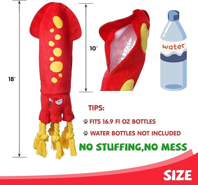 lilfrd Water Bottle Octopus Dog Toy, Squeaky Rope Stuffless Toys for Dogs | Durable Chew, Boredom Relief, Suitable for Small Medium Large Dogs - Image 3