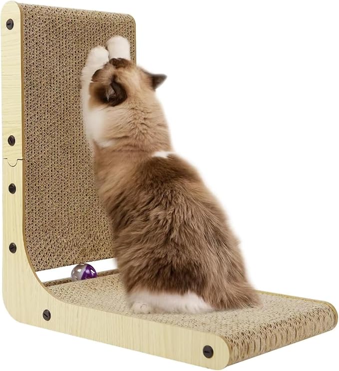 L Shaped Cat Scratcher for Indoor Cats, Cat Scratching, Cat Scratch Pad, 17 Inches Tall Scratching Post with Sturdy Base, Durable Cat Scratch Pad for Kittens & Adults, Furniture Protector by Unknown